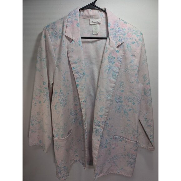 Vintage 80s Blazer Pink Floral Print Long-Sleeve Vintage Style, Size L - Picture 1 of 8